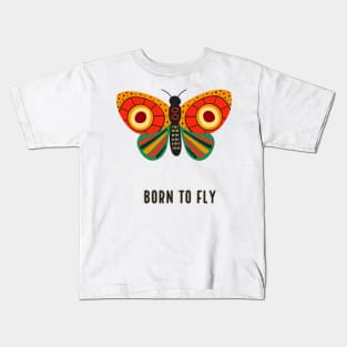 Whimsical Butterfly Adventure: Born to Fly Tribal Design for Toddlers and Travelers Kids T-Shirt